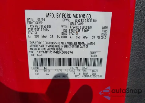2014 Ford F-150 Xl z USA, uszkodzony, nr VIN 1FTMF1CM4EKD56676